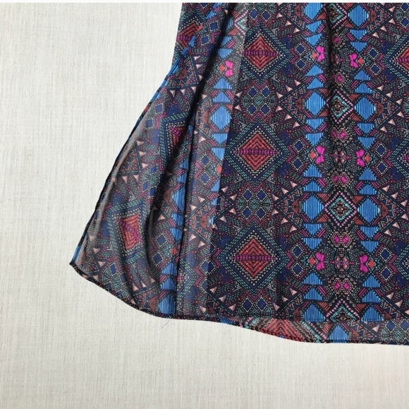 Maurices maxi elastic waist skirt with slits size small blue red tribal - Picture 2 of 6